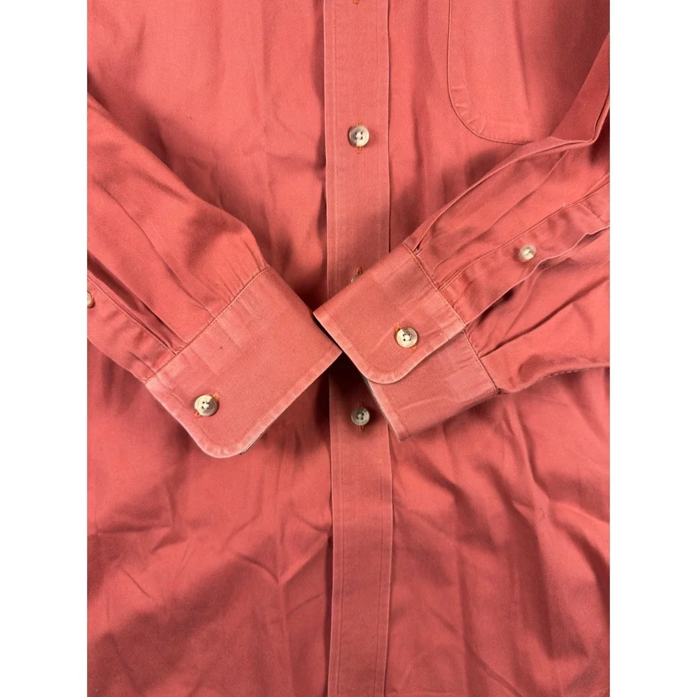 Paul Fredrick Mens Button Down Shirt Bundle 3 Pack Cotton Khaki Coral Blue L